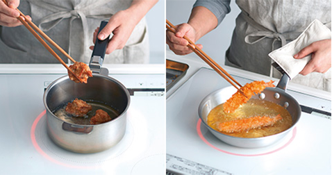 少量の揚げ物も少ない油で手軽においしく