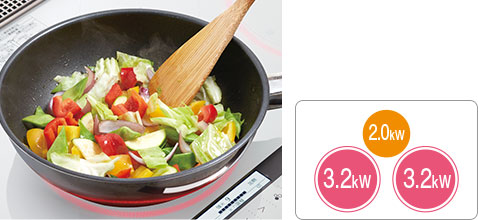 高火力で手早く 最大火力3.2kW