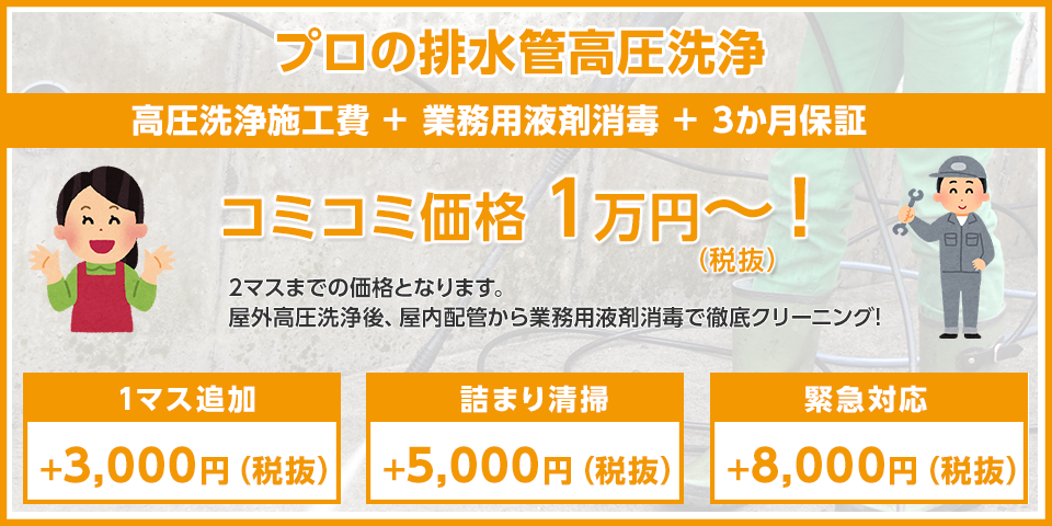 プロの排水管高圧洗浄